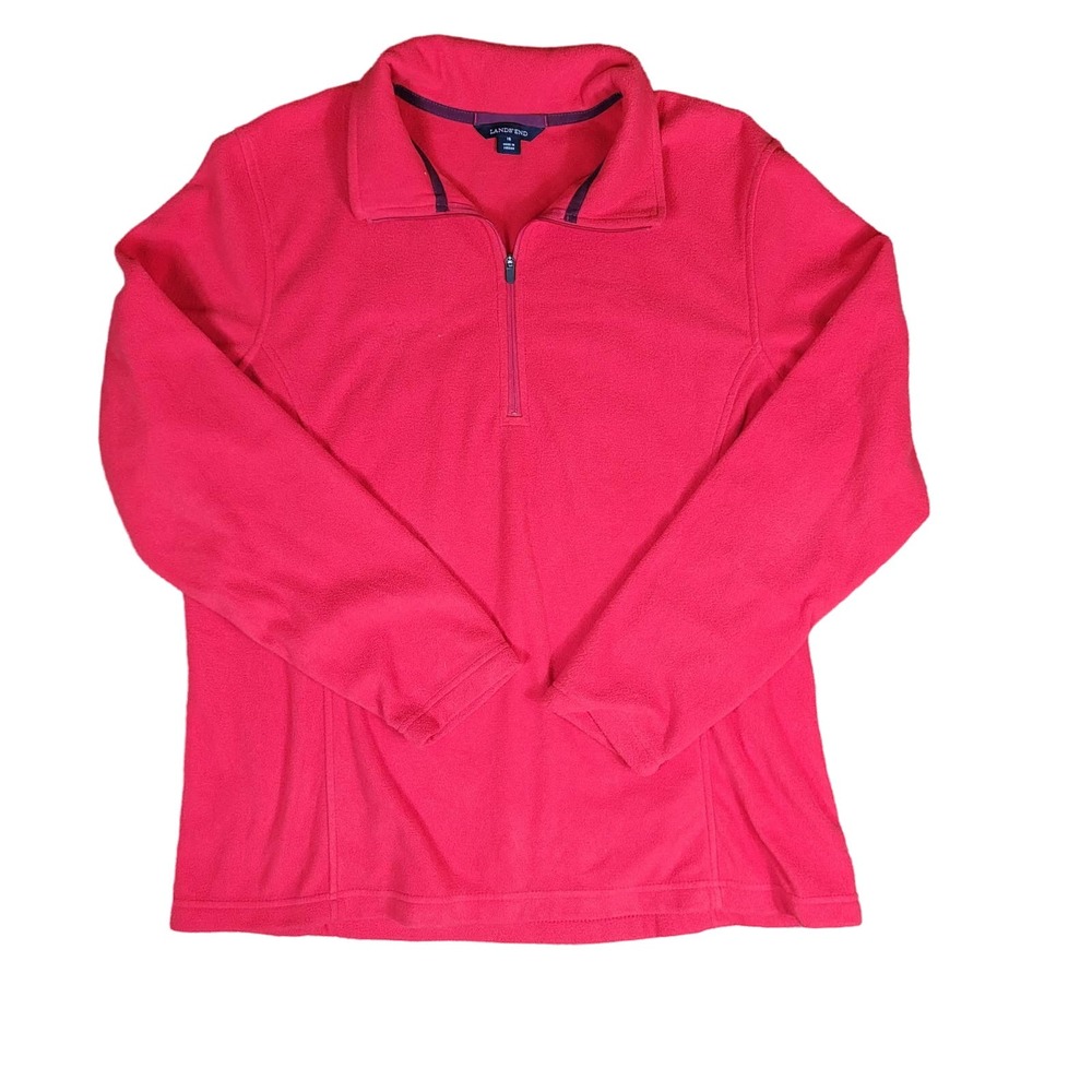 Land End Red 1/4 Zip Soft Fleece Pullover Youth SZ XL